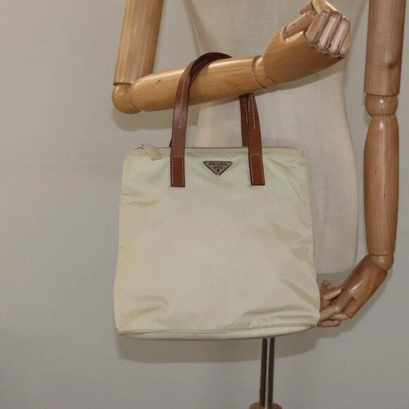 PRADA Hand Bag Nylon White Silver Auth hk2411 - Picture 14 of 16